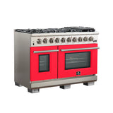 FORNO Capriasca 48″ 6.58 cu. ft. Gas Range with 8 Italian Burners in Red, FFSGS6260-48RED
