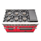 FORNO Capriasca 48″ 6.58 cu. ft. Gas Range with 8 Italian Burners in Red, FFSGS6260-48RED