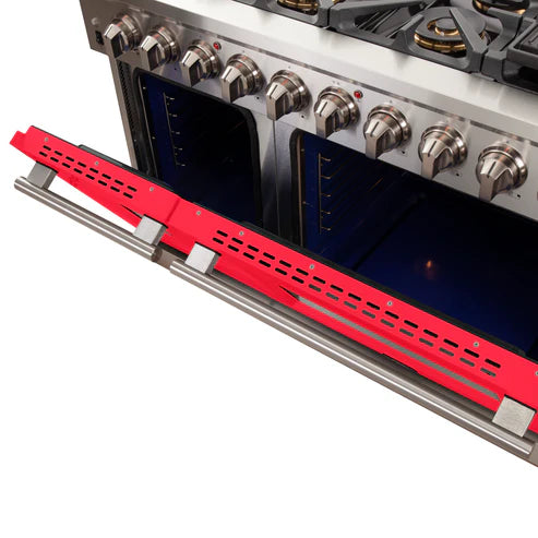 FORNO Capriasca 48″ 6.58 cu. ft. Gas Range with 8 Italian Burners in Red, FFSGS6260-48RED