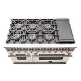 FORNO Capriasca 48″ 6.58 cu. ft. Gas Range with 8 Italian Burners in White, FFSGS6260-48WHT