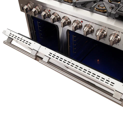 FORNO Capriasca 48″ 6.58 cu. ft. Gas Range with 8 Italian Burners in White, FFSGS6260-48WHT