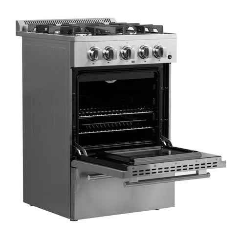 FORNO Breno 24" 2.3 cu. ft. Freestanding Gas Range with 4 Sealed Burners in Stainless Steel, FFSGS6272-24