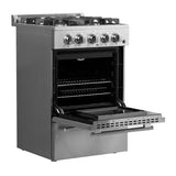 FORNO Breno 24" 2.3 cu. ft. Freestanding Gas Range with 4 Sealed Burners in Stainless Steel, FFSGS6272-24