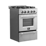 FORNO Breno 24" 2.3 cu. ft. Freestanding Gas Range with 4 Sealed Burners in Stainless Steel, FFSGS6272-24