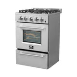 FORNO Breno 24" 2.3 cu. ft. Freestanding Gas Range with 4 Sealed Burners in Stainless Steel, FFSGS6272-24