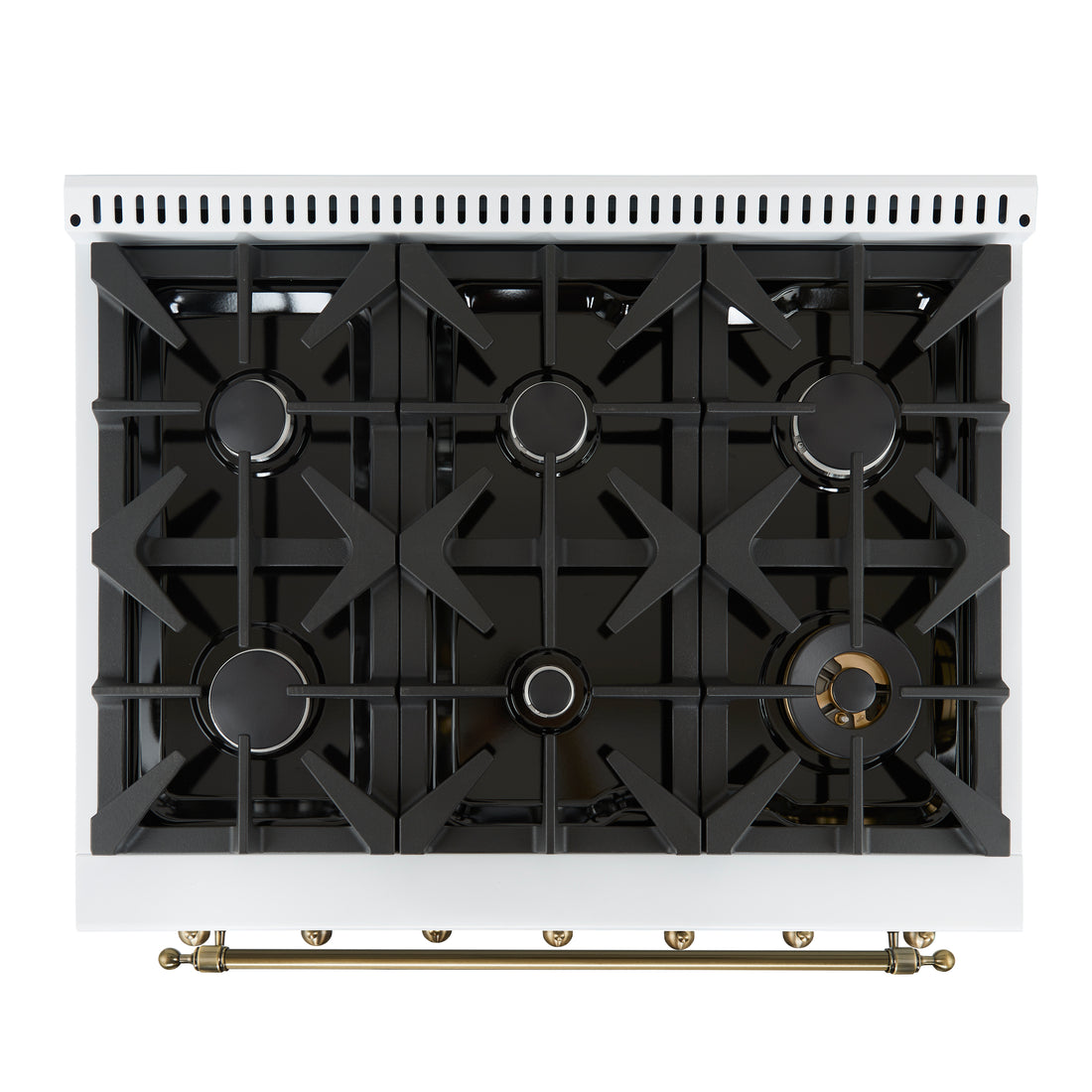 FORNO Antico 36" 4.5 cu. ft. Gas Range with 6 Sealed Burners in White with Antique Brass Accents, FFSGS6219-36WHT