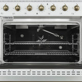 FORNO Antico 36" 4.5 cu. ft. Gas Range with 6 Sealed Burners in White with Antique Brass Accents, FFSGS6219-36WHT