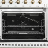 FORNO Antico 48" 5.5 cu. ft. Gas Range with 8 Sealed Burners and Griddle in White with Antique Brass Accents, FFSGS6219-48WHT