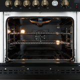 FORNO Giovanni 30" 4.32 cu. ft. Gas Range with 5 Burners, Air Fry Basket, Wok Support and Griddle in Black with Antique Brass Accents, FFSGS6274-30BLK