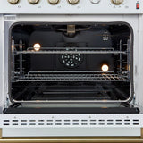 FORNO Marco 30" 4.32 cu.ft. Gas Range with 4 Burners and Temperature Gauge in White with Antique Brass Accents, FFSGS6277-30WHT