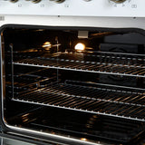 FORNO Marco 30" 4.32 cu.ft. Gas Range with 4 Burners and Temperature Gauge in White with Antique Brass Accents, FFSGS6277-30WHT