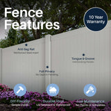 Aleko 8’ x 6’ Vinyl Privacy Fence - Gray - Denver Series