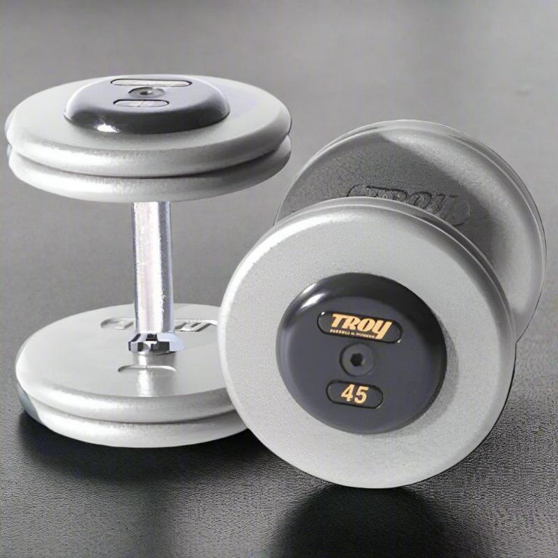 Troy HFD-R Pro Style Hammer-tone Gray Dumbbell Sets Rubber End Caps