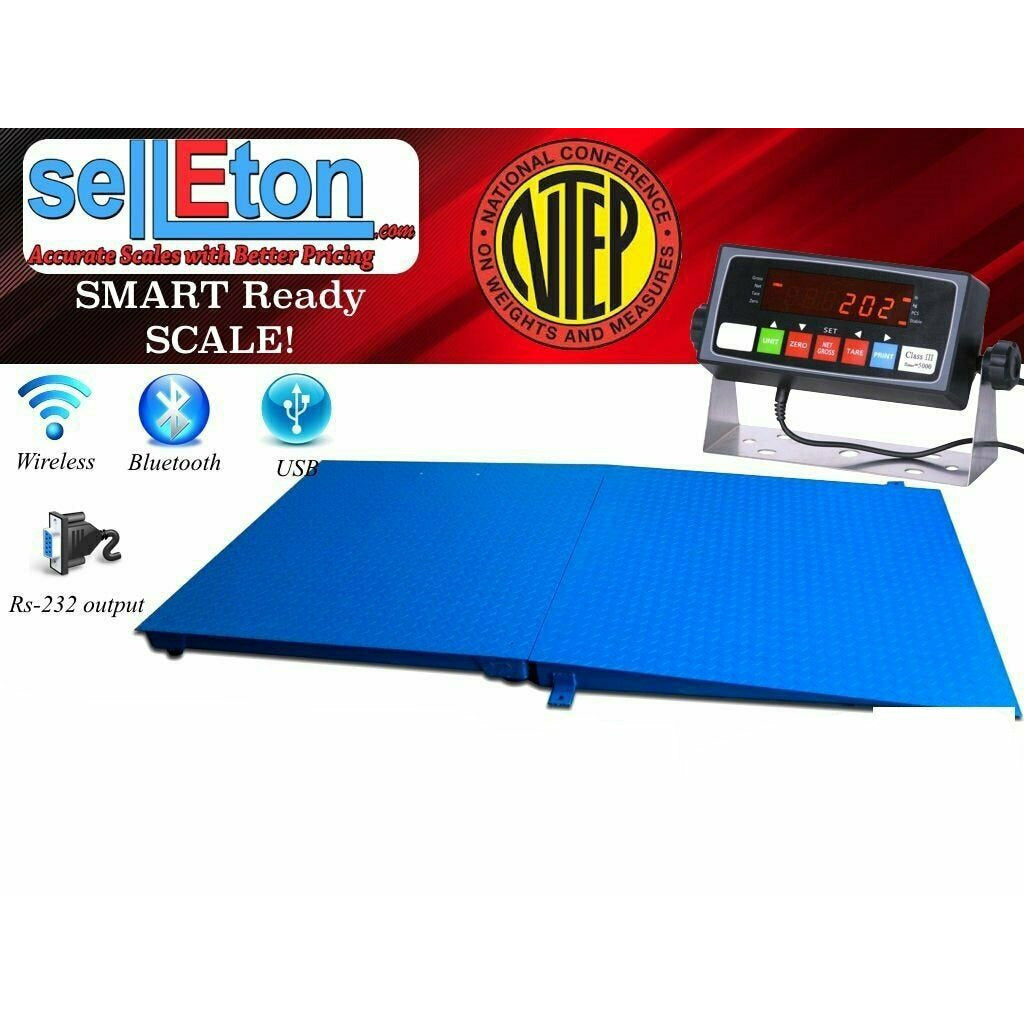 Prime Scales NTEP 5' x 5' (60'' x 60'') Selleton Floor Scale with Ramp 5,000 lbs x 1 lb/ Pallet Size