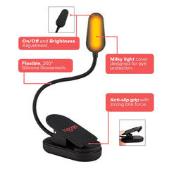 Hooga Amber Clip-On Book Light