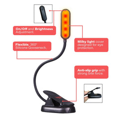 Hooga Amber & Red Clip-On Book Light