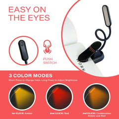 Hooga Amber & Red Clip-On Book Light