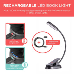 Hooga Amber & Red Clip-On Book Light