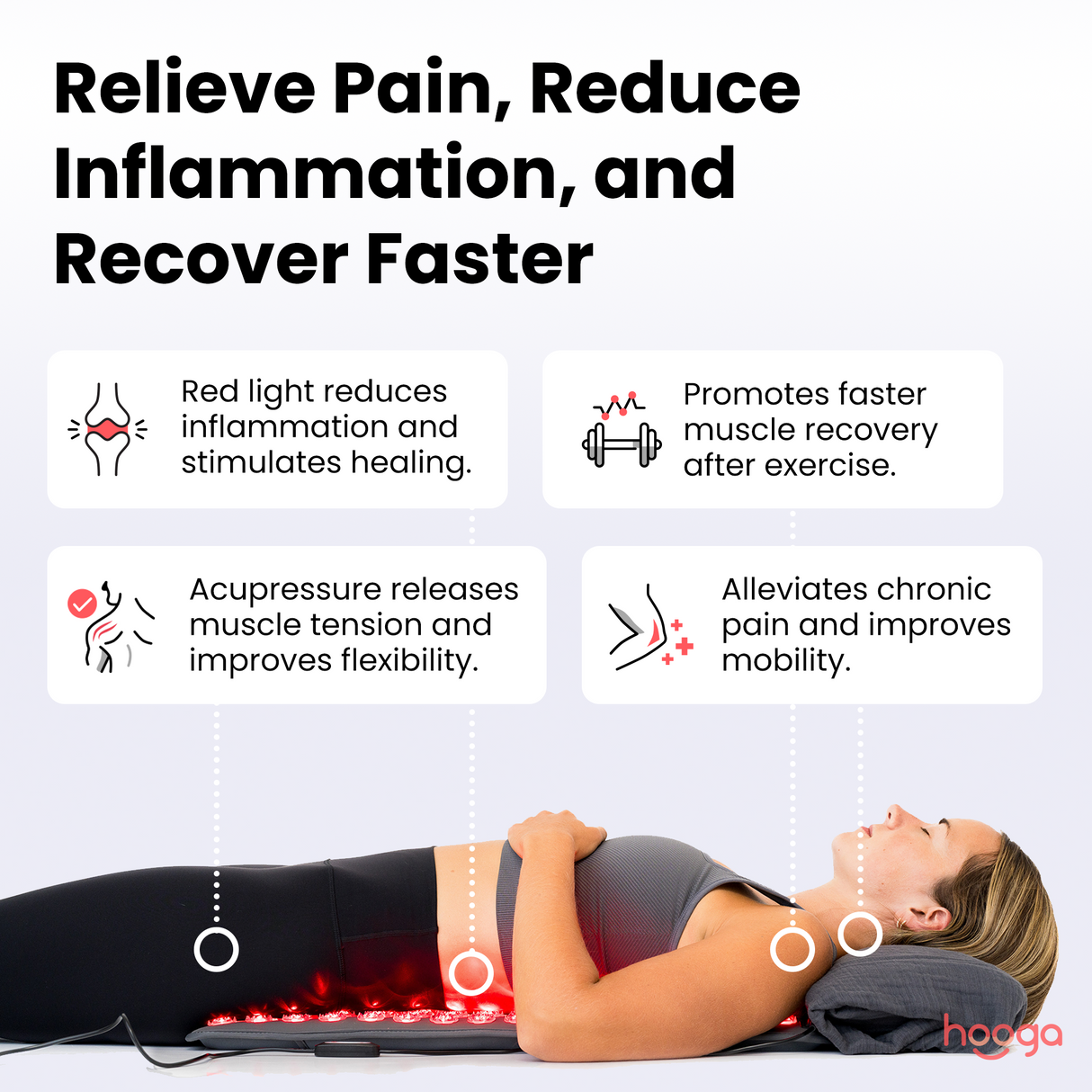 Hooga Red Light Therapy Acupressure Mat