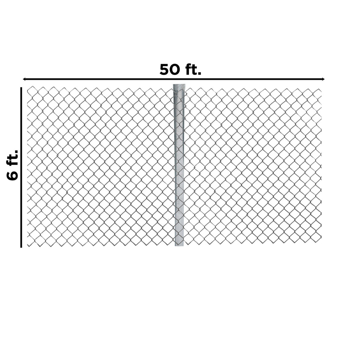 Aleko Galvanized Steel Chain Link Fence - Complete Kit - 6 x 50 Feet - 12.5 AW Gauge