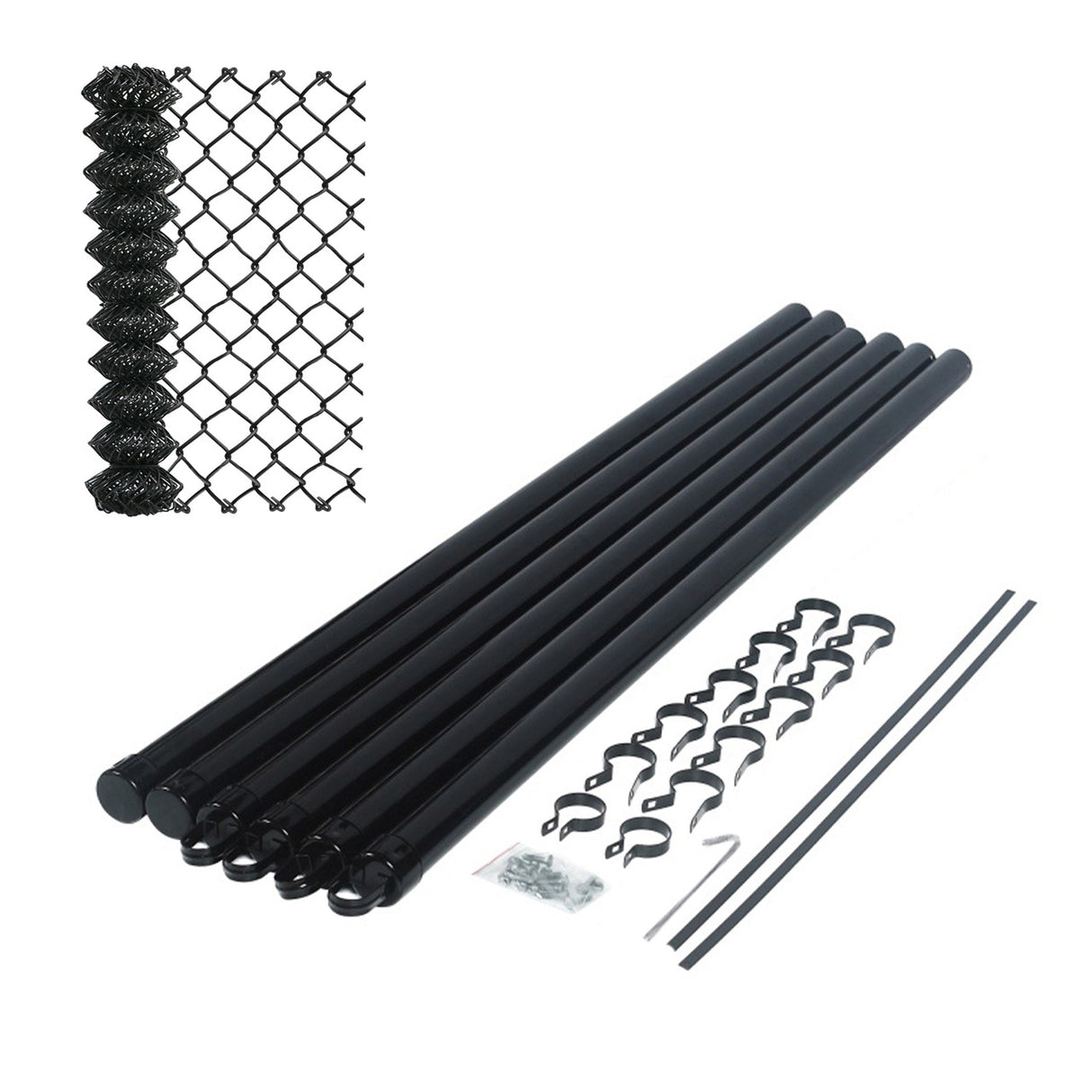 Aleko Galvanized Steel Chain Link Fence Kit – 6x50 ft. – 7 Gauge – Black