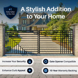 Aleko Steel Dual Swing Driveway Gate with Pedestrian Gate – Kyiv Style - 12 ft.