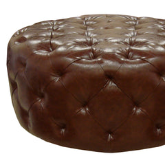 Victoria Plush Tufted Leather Ottoman - Stylish Accent Piece for Living Room & Bedroom Decor