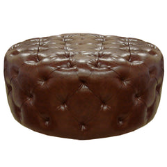 Victoria Plush Tufted Leather Ottoman - Stylish Accent Piece for Living Room & Bedroom Decor