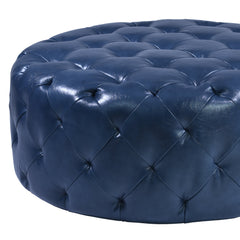 Victoria Plush Tufted Leather Ottoman - Stylish Accent Piece for Living Room & Bedroom Decor
