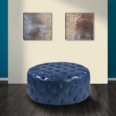 Victoria Plush Tufted Leather Ottoman - Stylish Accent Piece for Living Room & Bedroom Decor