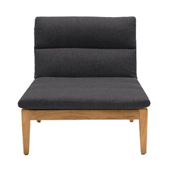 Arno Outdoor Modular Teak Wood Chair with Charcoal Olefin Cushion - Weather-Resistant Comfort!