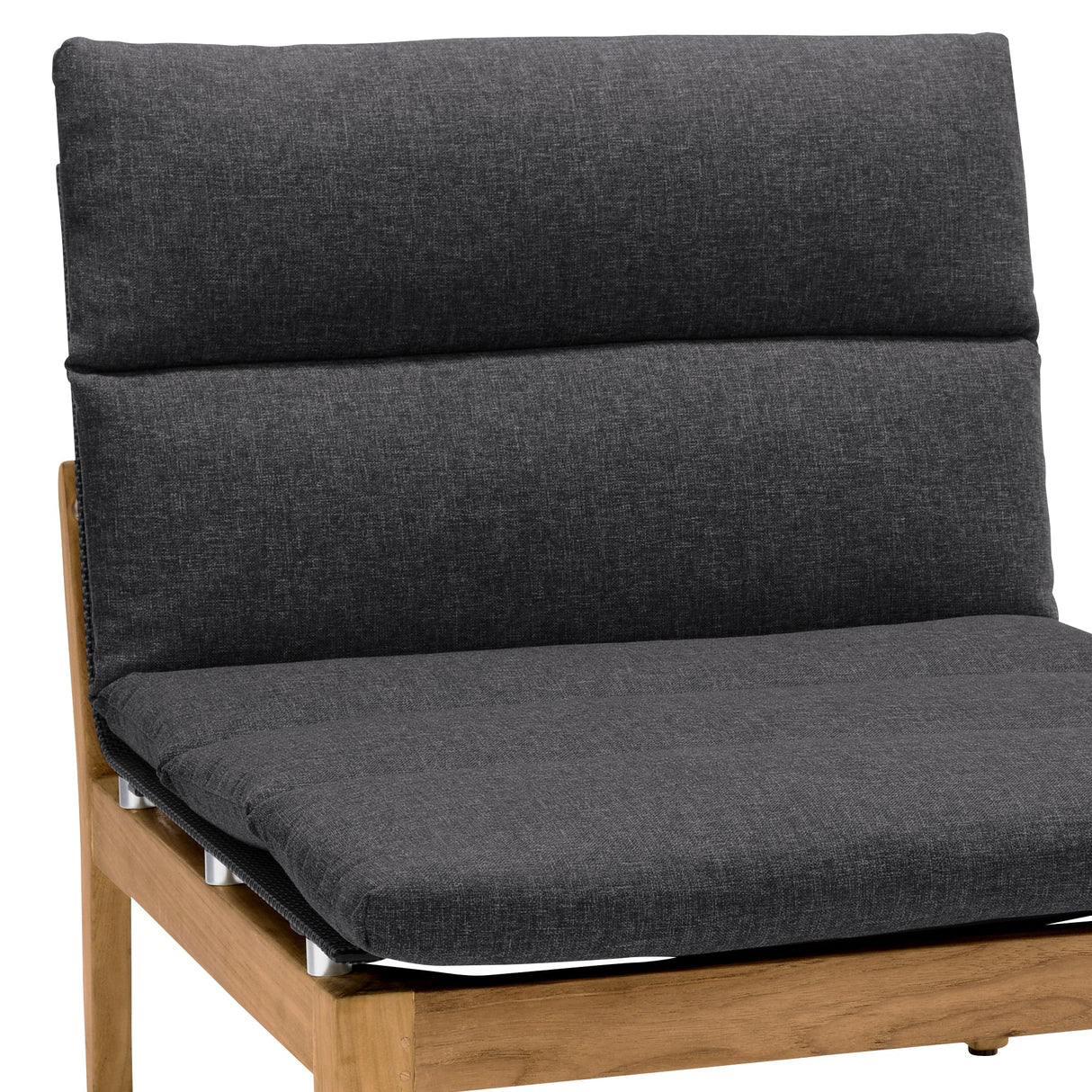 Arno Outdoor Modular Teak Wood Chair with Charcoal Olefin Cushion - Weather-Resistant Comfort!
