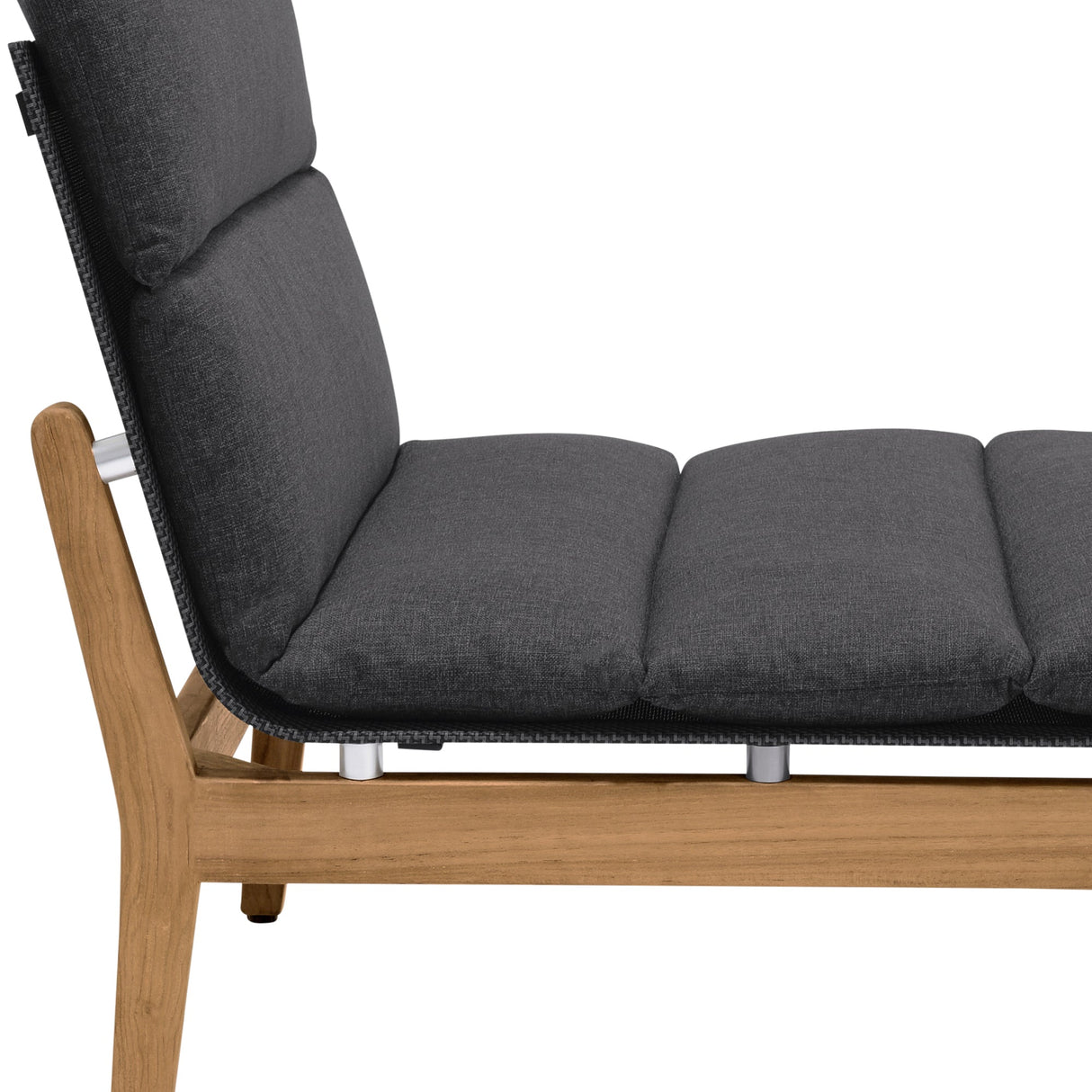 Arno Outdoor Modular Teak Wood Chair with Charcoal Olefin Cushion - Weather-Resistant Comfort!