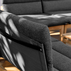 Arno Outdoor Modular Teak Wood Chair with Charcoal Olefin Cushion - Weather-Resistant Comfort!