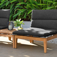 Arno Outdoor Modular Teak Wood Chair with Charcoal Olefin Cushion - Weather-Resistant Comfort!
