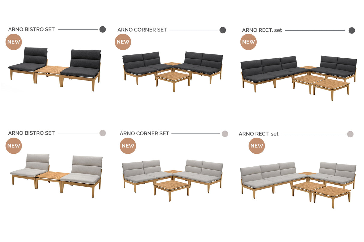 Arno Outdoor Modular Teak Wood Chair with Charcoal Olefin Cushion - Weather-Resistant Comfort!