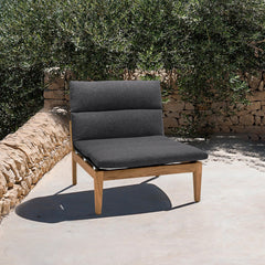 Arno Outdoor Modular Teak Wood Chair with Charcoal Olefin Cushion - Weather-Resistant Comfort!