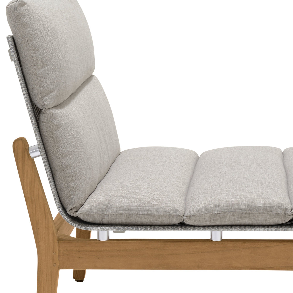 Arno Outdoor Modular Teak Wood Chair with Charcoal Olefin Cushion - Weather-Resistant Comfort!