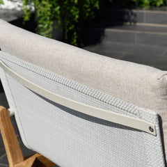 Arno Outdoor Modular Teak Wood Chair with Charcoal Olefin Cushion - Weather-Resistant Comfort!