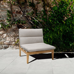 Arno Outdoor Modular Teak Wood Chair with Charcoal Olefin Cushion - Weather-Resistant Comfort!
