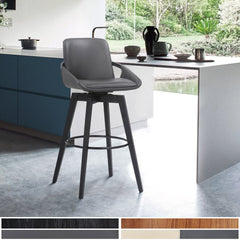 Baylor Swivel Barstool in Luxurious Faux Leather - Stylish & Durable Wood Frame for Modern Homes