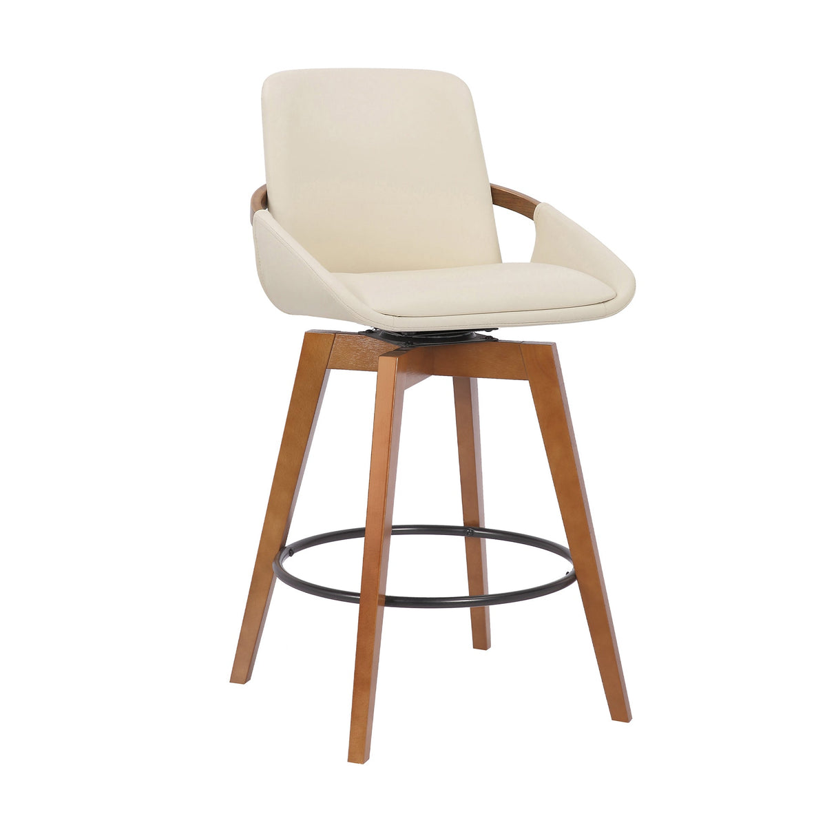Baylor Swivel Barstool in Luxurious Faux Leather - Stylish & Durable Wood Frame for Modern Homes