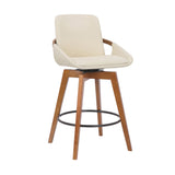 Baylor Swivel Barstool in Luxurious Faux Leather - Stylish & Durable Wood Frame for Modern Homes