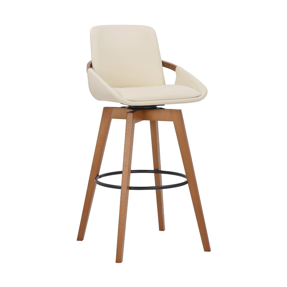 Baylor Swivel Barstool in Luxurious Faux Leather - Stylish & Durable Wood Frame for Modern Homes