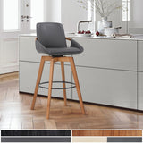 Baylor Swivel Barstool in Luxurious Faux Leather - Stylish & Durable Wood Frame for Modern Homes