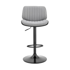 Brock Adjustable Faux Leather Bar Stool with 360-Degree Swivel and Walnut Wood for Ultimate Comfort