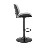 Brock Adjustable Faux Leather Bar Stool with 360-Degree Swivel and Walnut Wood for Ultimate Comfort