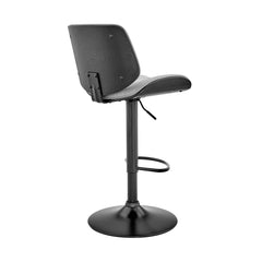 Brock Adjustable Faux Leather Bar Stool with 360-Degree Swivel and Walnut Wood for Ultimate Comfort