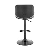 Brock Adjustable Faux Leather Bar Stool with 360-Degree Swivel and Walnut Wood for Ultimate Comfort