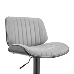 Brock Adjustable Faux Leather Bar Stool with 360-Degree Swivel and Walnut Wood for Ultimate Comfort